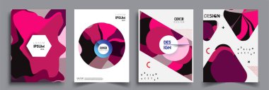 Modern soyut kaplama setleri. Cool gradient şekilleri bileşimi, vektör tasarımı kapsar.