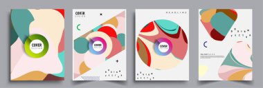 Modern soyut kaplama setleri. Cool gradient şekilleri bileşimi, vektör tasarımı kapsar.