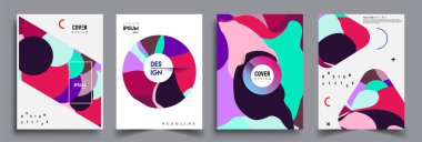 Modern soyut kaplama setleri. Cool gradient şekilleri bileşimi, vektör tasarımı kapsar.