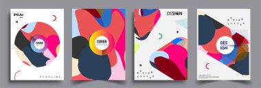 Modern soyut kaplama setleri. Cool gradient şekilleri bileşimi, vektör tasarımı kapsar.