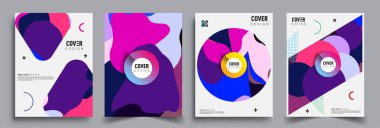 Modern soyut kaplama setleri. Cool gradient şekilleri bileşimi, vektör tasarımı kapsar.