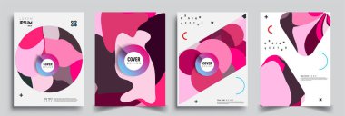 Modern soyut kaplama setleri. Cool gradient şekilleri bileşimi, vektör tasarımı kapsar.