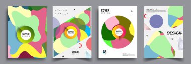 Modern soyut kaplama setleri. Cool gradient şekilleri bileşimi, vektör tasarımı kapsar.