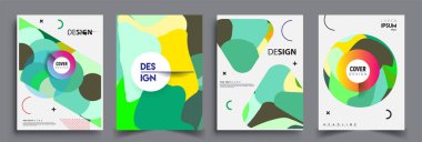 Modern soyut kaplama setleri. Cool gradient şekilleri bileşimi, vektör tasarımı kapsar.