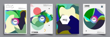 Modern soyut kaplama setleri. Cool gradient şekilleri bileşimi, vektör tasarımı kapsar.