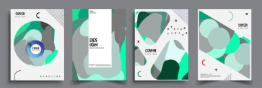 Modern soyut kaplama setleri. Cool gradient şekilleri bileşimi, vektör tasarımı kapsar.