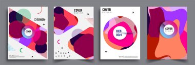 Modern soyut kaplama setleri. Cool gradient şekilleri bileşimi, vektör tasarımı kapsar.