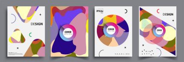 Modern soyut kaplama setleri. Cool gradient şekilleri bileşimi, vektör tasarımı kapsar.