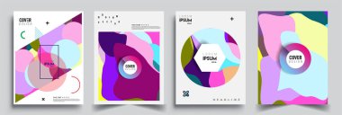 Modern soyut kaplama setleri. Cool gradient şekilleri bileşimi, vektör tasarımı kapsar.