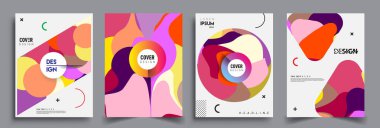 Modern soyut kaplama setleri. Cool gradient şekilleri bileşimi, vektör tasarımı kapsar.