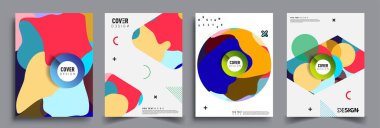 Modern soyut kaplama setleri. Cool gradient şekilleri bileşimi, vektör tasarımı kapsar.