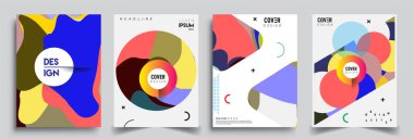 Modern soyut kaplama setleri. Cool gradient şekilleri bileşimi, vektör tasarımı kapsar.