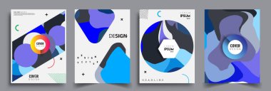 Modern soyut kaplama setleri. Cool gradient şekilleri bileşimi, vektör tasarımı kapsar.