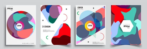 Modern Abstract Covers Sets Cool Gradient Shapes Composition Vector Covers — Stock Vector