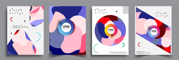 Modern Abstract Covers Sets Cool Gradient Shapes Composition Vector Covers — Stock Vector