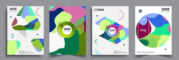 Modern Abstract Covers Sets Cool Gradient Shapes Composition Vector Covers — Stock Vector