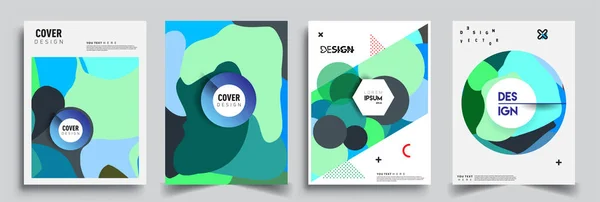 Modern Abstract Covers Sets Cool Gradient Shapes Composition Vector Covers — Stock Vector