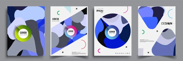 Modern Abstract Covers Sets Cool Gradient Shapes Composition Vector Covers — Stock Vector