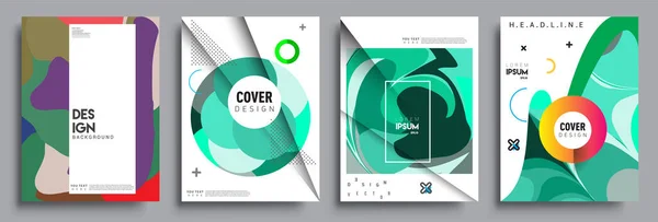 Modern Abstract Covers Sets Cool Gradient Shapes Composition Vector Covers — Stock Vector