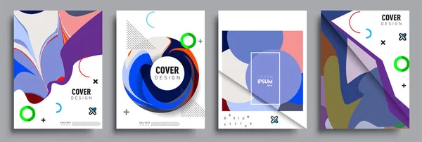 Modern Abstract Covers Sets Cool Gradient Shapes Composition Vector Covers — Stock Vector