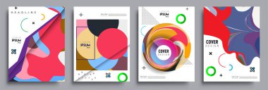 Modern soyut kaplama setleri. Cool gradient şekilleri bileşimi, vektör tasarımı kapsar.