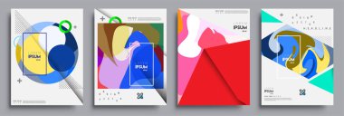 Modern soyut kapaklar seti. Cool gradient şekilleri bileşimi, vektör tasarımı kapsar.