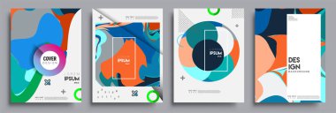 Modern soyut kapaklar seti. Cool gradient şekilleri bileşimi, vektör tasarımı kapsar.