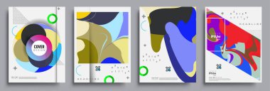 Modern soyut kapaklar seti. Cool gradient şekilleri bileşimi, vektör tasarımı kapsar.
