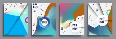 Modern soyut kapaklar seti. Cool gradient şekilleri bileşimi, vektör tasarımı kapsar.