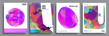 Modern soyut kapaklar seti. Cool gradient şekilleri bileşimi, vektör tasarımı kapsar.