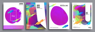 Modern soyut kapaklar seti. Cool gradient şekilleri bileşimi, vektör tasarımı kapsar.