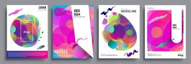 Modern soyut kapaklar seti. Cool gradient şekilleri bileşimi, vektör tasarımı kapsar.