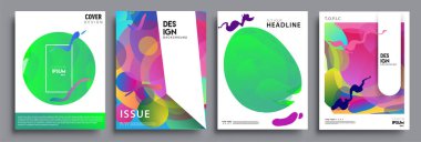 Modern soyut kapaklar seti. Cool gradient şekilleri bileşimi, vektör tasarımı kapsar.