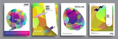 Modern soyut kapaklar seti. Cool gradient şekilleri bileşimi, vektör tasarımı kapsar.