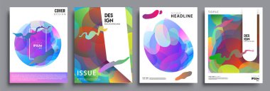 Modern soyut kapaklar seti. Cool gradient şekilleri bileşimi, vektör tasarımı kapsar.