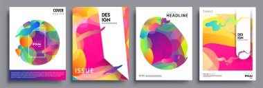 Modern soyut kapaklar seti. Cool gradient şekilleri bileşimi, vektör tasarımı kapsar.