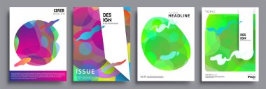 Modern soyut kapaklar seti. Cool gradient şekilleri bileşimi, vektör tasarımı kapsar.