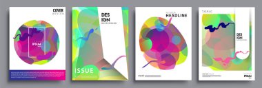 Modern soyut kapaklar seti. Cool gradient şekilleri bileşimi, vektör tasarımı kapsar.