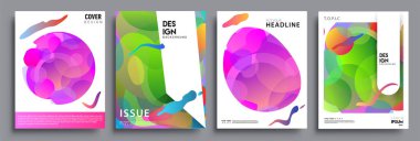 Modern soyut kapaklar seti. Cool gradient şekilleri bileşimi, vektör tasarımı kapsar.