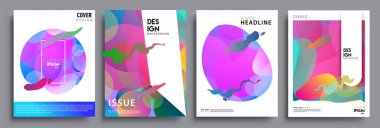 Modern soyut kapaklar seti. Cool gradient şekilleri bileşimi, vektör tasarımı kapsar.