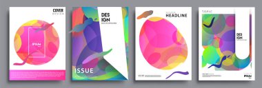 Modern soyut kapaklar seti. Cool gradient şekilleri bileşimi, vektör tasarımı kapsar.