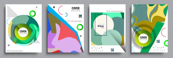 Modern Abstract Covers Sets Cool Gradient Shapes Composition Vector Covers — Stock Vector