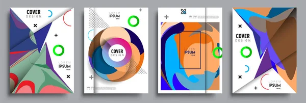 Modern Abstract Covers Sets Cool Gradient Shapes Composition Vector Covers — Stock Vector