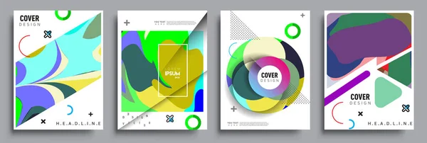 Modern Abstract Covers Sets Cool Gradient Shapes Composition Vector Covers — Stock Vector