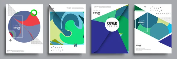 Modern Abstract Covers Sets Cool Gradient Shapes Composition Vector Covers — Stock Vector