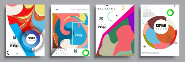 Moderne Abstracte Hoezen Cool Gradiënt Vormen Samenstelling Vector Covers Ontwerp — Stockvector