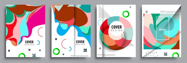 Modern Abstract Covers Set Cool Gradient Shapes Composition Vector Covers — Stock Vector