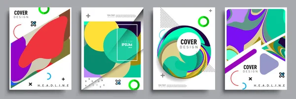 Moderne Abstracte Hoezen Cool Gradiënt Vormen Samenstelling Vector Covers Ontwerp — Stockvector