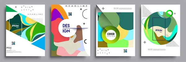 Moderne Abstracte Hoezen Cool Gradiënt Vormen Samenstelling Vector Covers Ontwerp — Stockvector