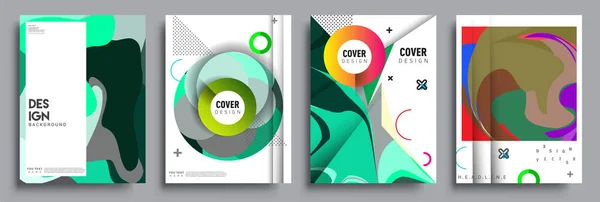 Modern Abstract Covers Set Cool Gradient Shapes Composition Vector Covers — Stock Vector